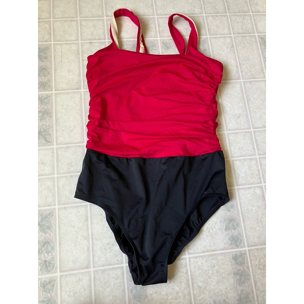Miraclesuit Lands' End 18 long Swimsuit Ruched Sides Underwire Bra Two Color